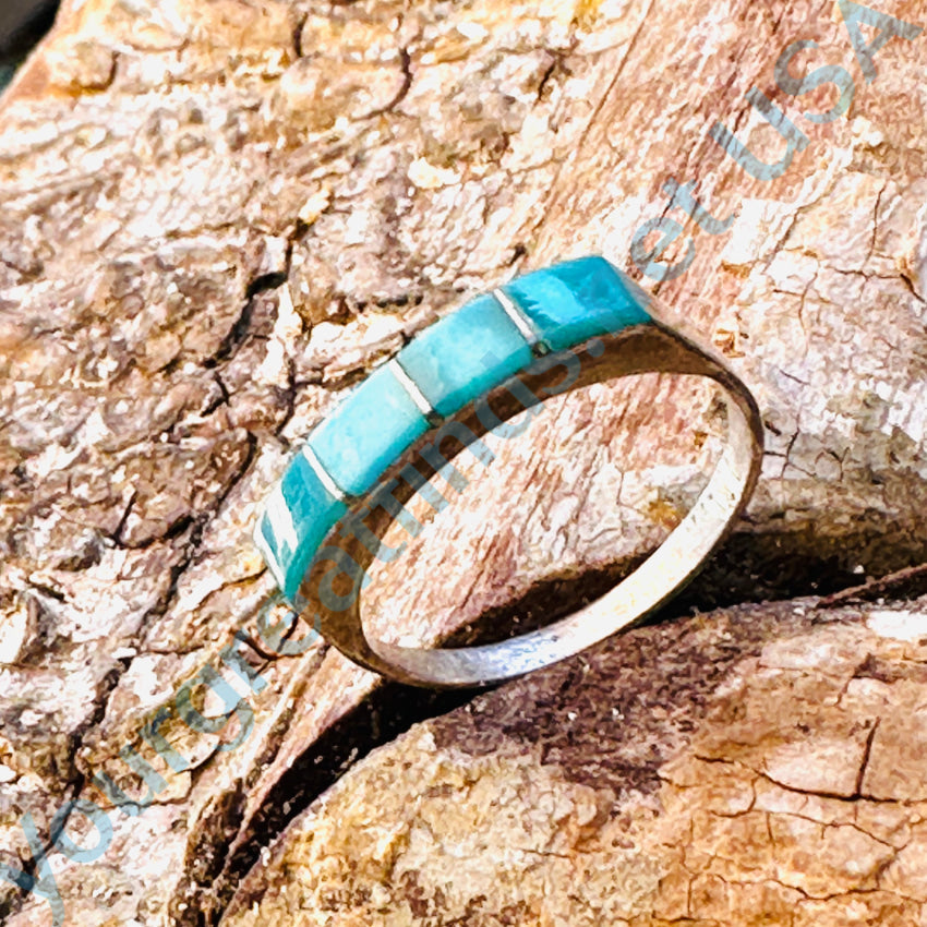 Sterling Silver Zuni Channel Inlay Turquoise Ring Size 5.75 Ring