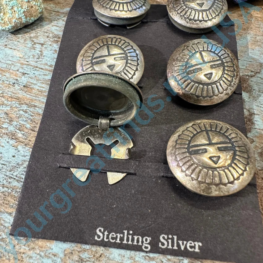 Sterling Silver Zuni Sun God Button Covers Set 6