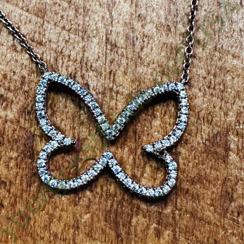 Sterling Sliver & Cubic Zirconia Butterfly Necklace Necklace