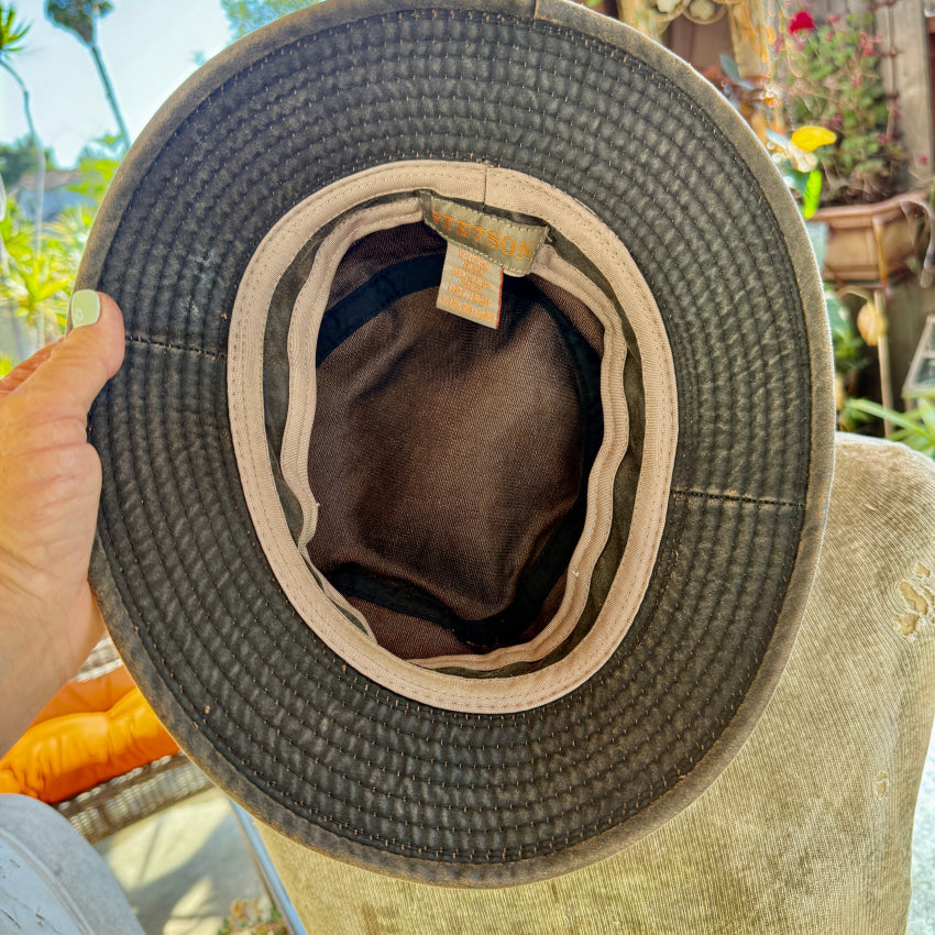 Stetson Distressed Greige Bucket Hat Large hat