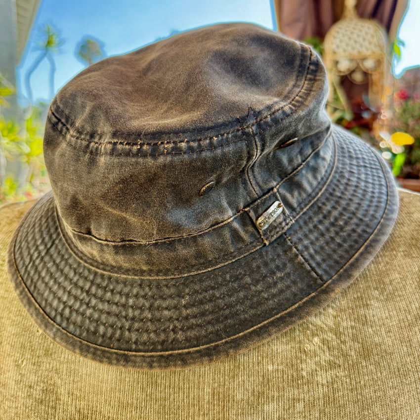 Stetson Distressed Greige Bucket Hat Large hat