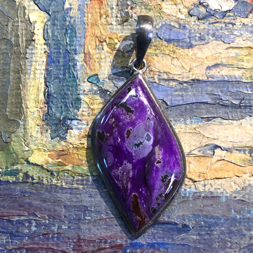 Stunning Deep Purple Sugilite Pendant Sterling Silver Pre-Owned Pendant