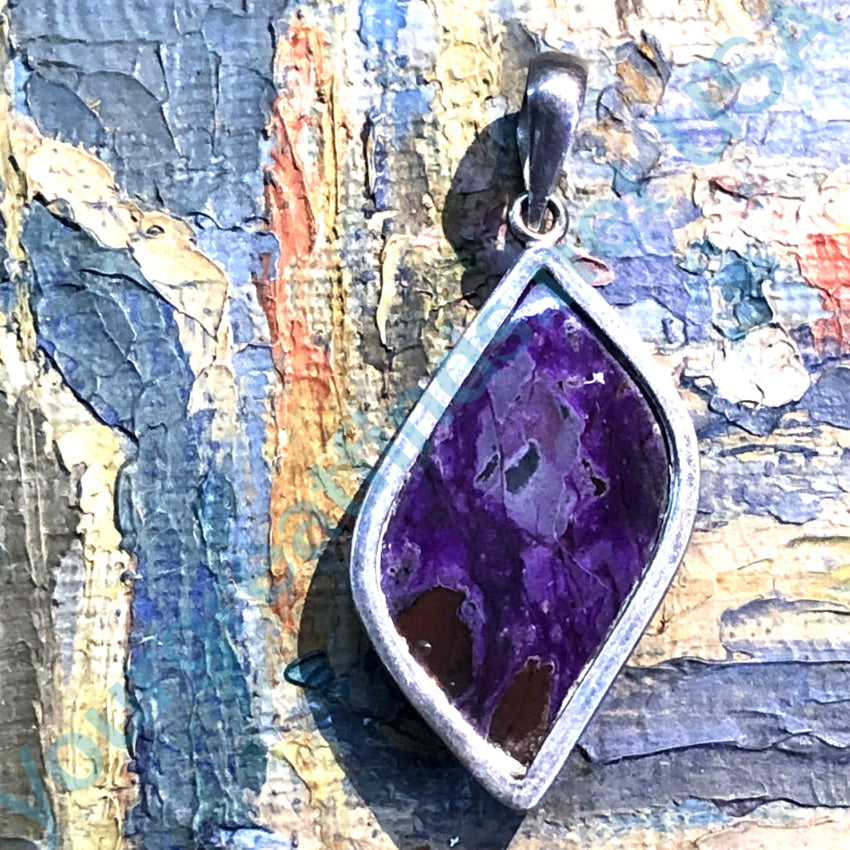 Stunning Deep Purple Sugilite Pendant Sterling Silver Pre-Owned Pendant