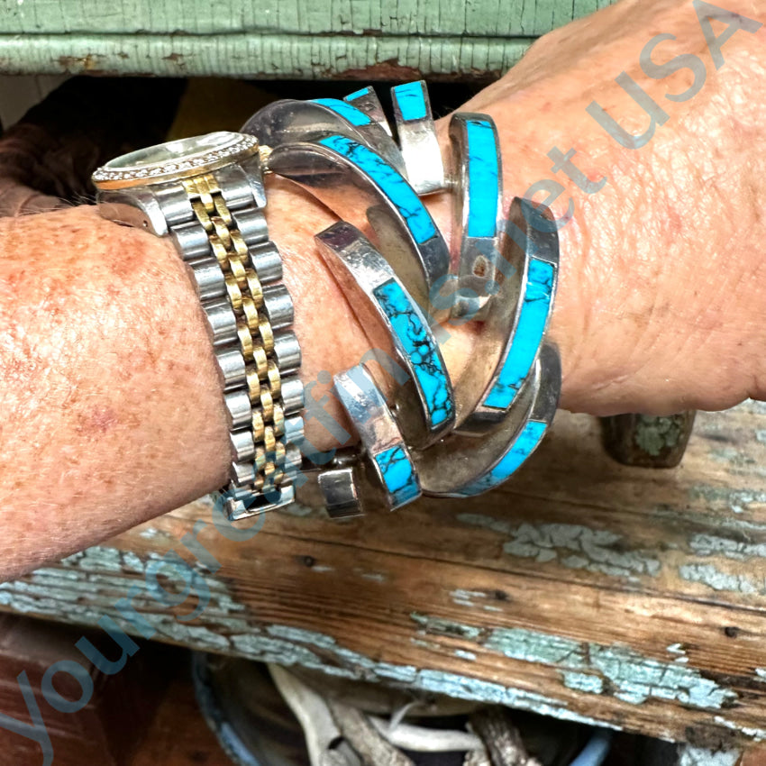 Stunning Vintage Mexican Sterling Silver & Turquoise Claw Bracelet Bracelet