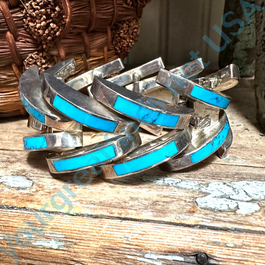 Stunning Vintage Mexican Sterling Silver & Turquoise Claw Bracelet Bracelet