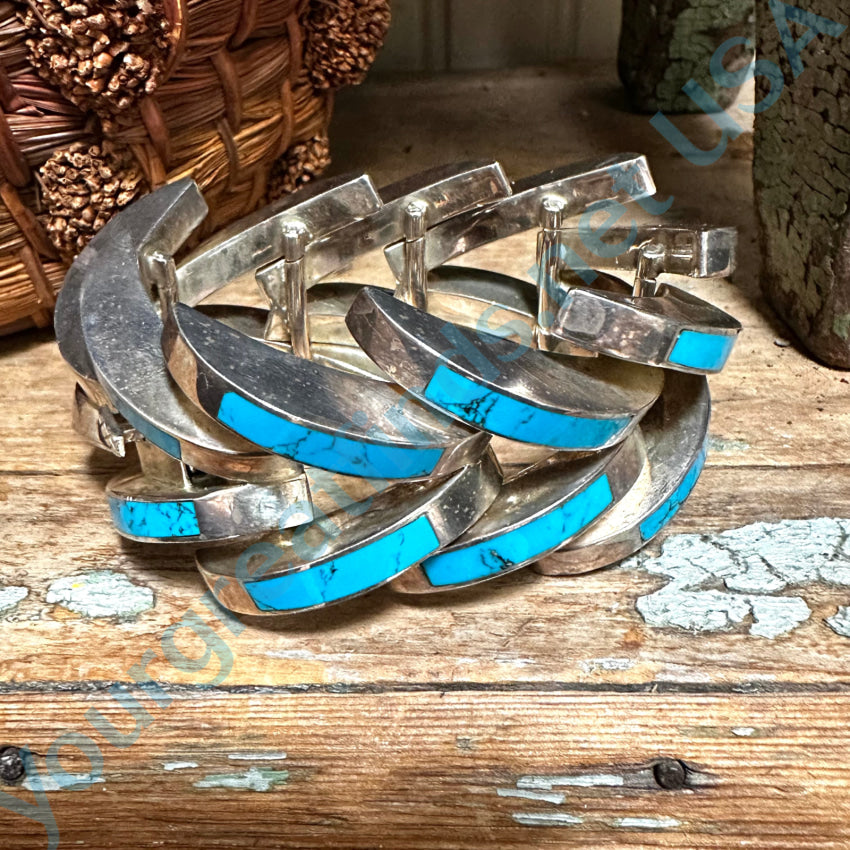 Stunning Vintage Mexican Sterling Silver & Turquoise Claw Bracelet Bracelet