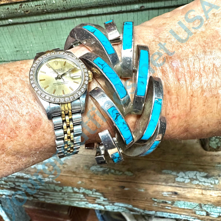 Stunning Vintage Mexican Sterling Silver & Turquoise Claw Bracelet Bracelet