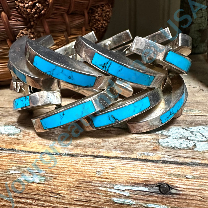 Stunning Vintage Mexican Sterling Silver & Turquoise Claw Bracelet Bracelet