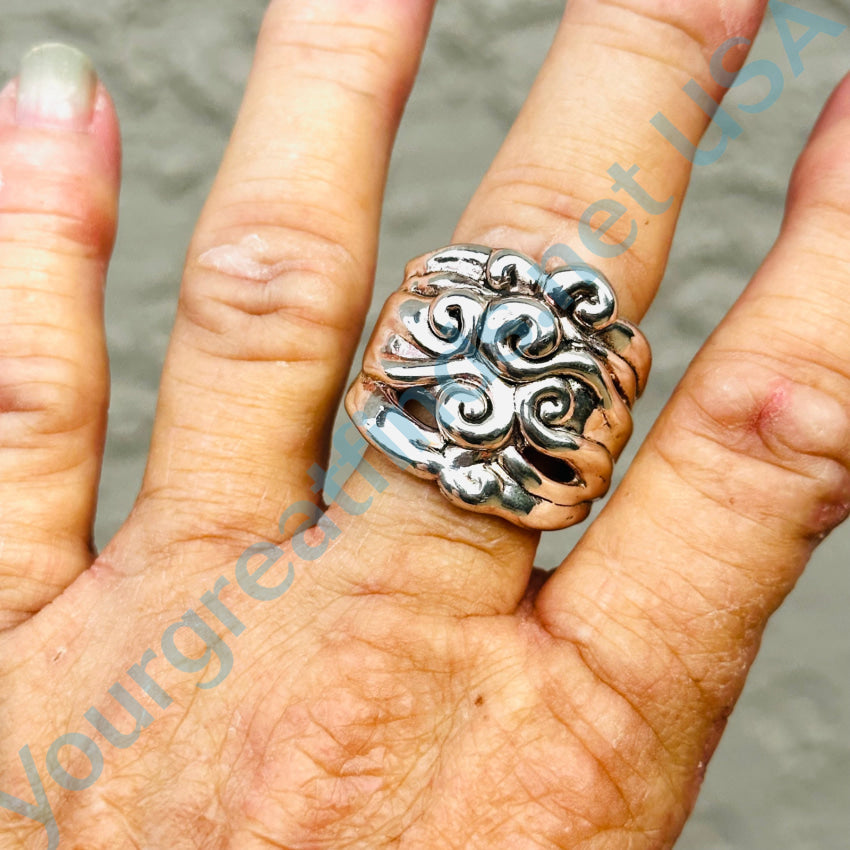 Swirling Sterling Silver Ring Size 11 Ring