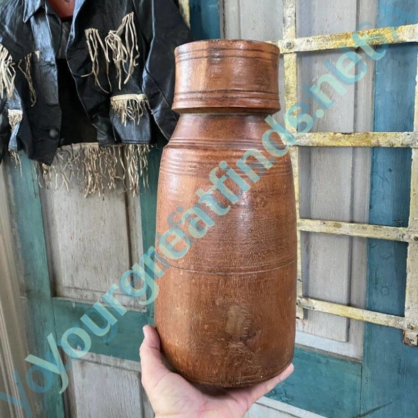 Tall Antique Turned Wood Treen Vase Yourgreatfinds