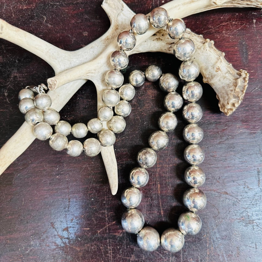 Mexican Sterling Silver Bead Pearls Necklace