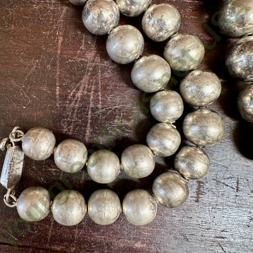 Taxco Sterling Silver Pearls Necklace 28 Inches Long Necklace