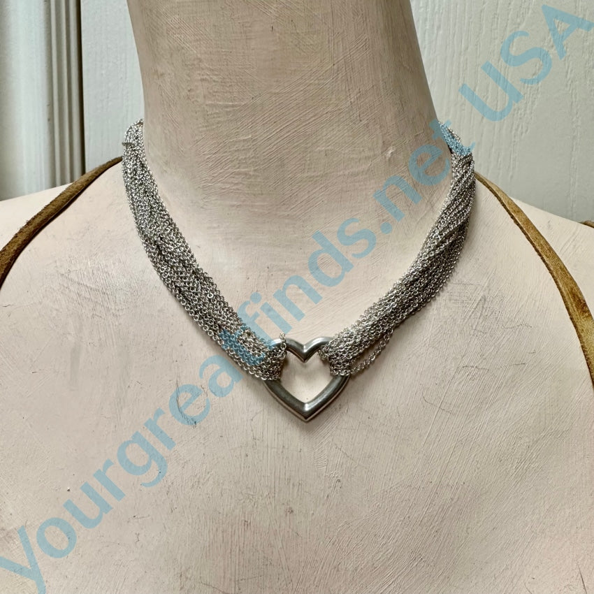 Tiffany & Co Sterling Silver Multiple Strand Heart Necklace