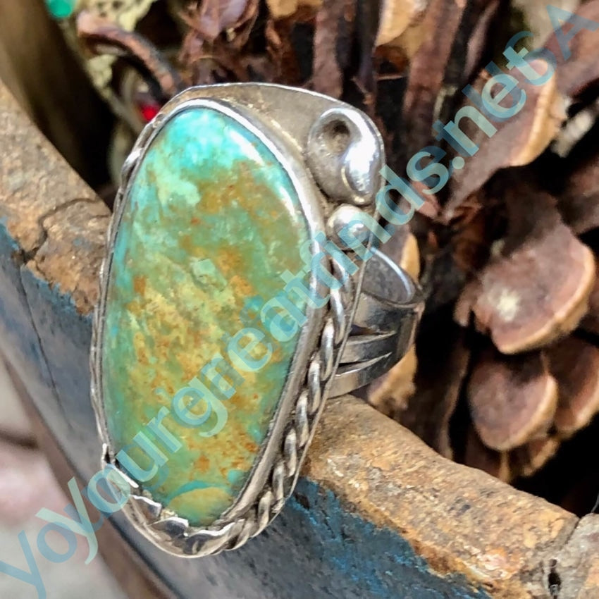 Time Worn Navajo Turquoise Ring Sterling Silver Size 9.5 - 10 Yourgreatfinds