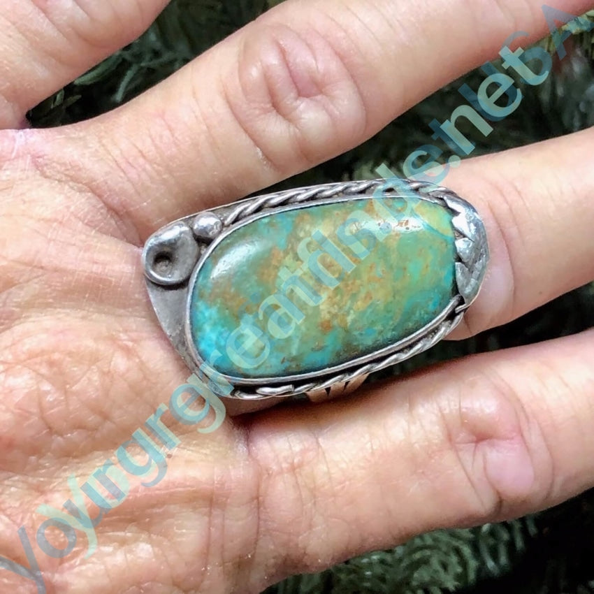 Time Worn Navajo Turquoise Ring Sterling Silver Size 9.5 - 10 Yourgreatfinds