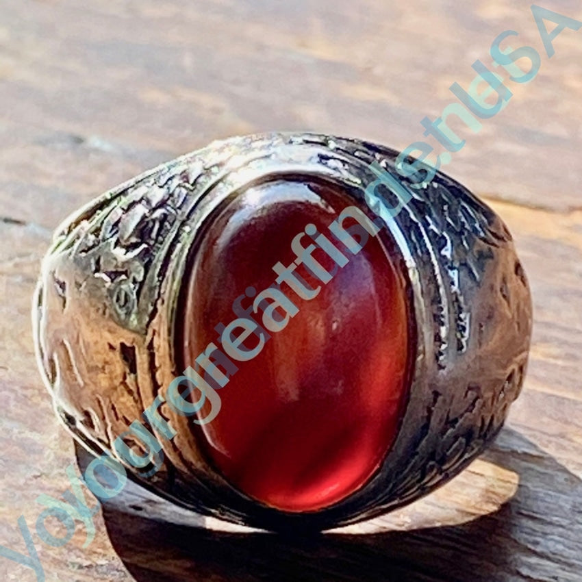 Time Worn Signet Ring in Sterling Silver with Red Banded Sardonyx Size 9 Yourgreatfinds