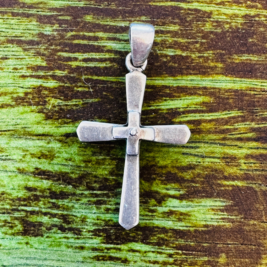 Time Worn Smooth Sterling Silver Holy Cross Pendant Pendant