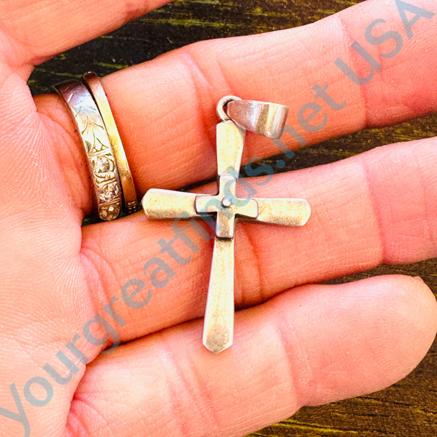 Time Worn Smooth Sterling Silver Holy Cross Pendant Pendant