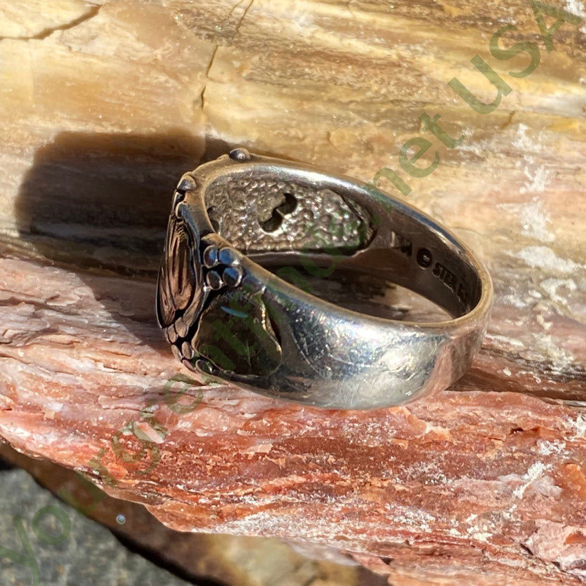 Time Worn Smooth Sterling Silver Tricolored 12K Gold Ring 9