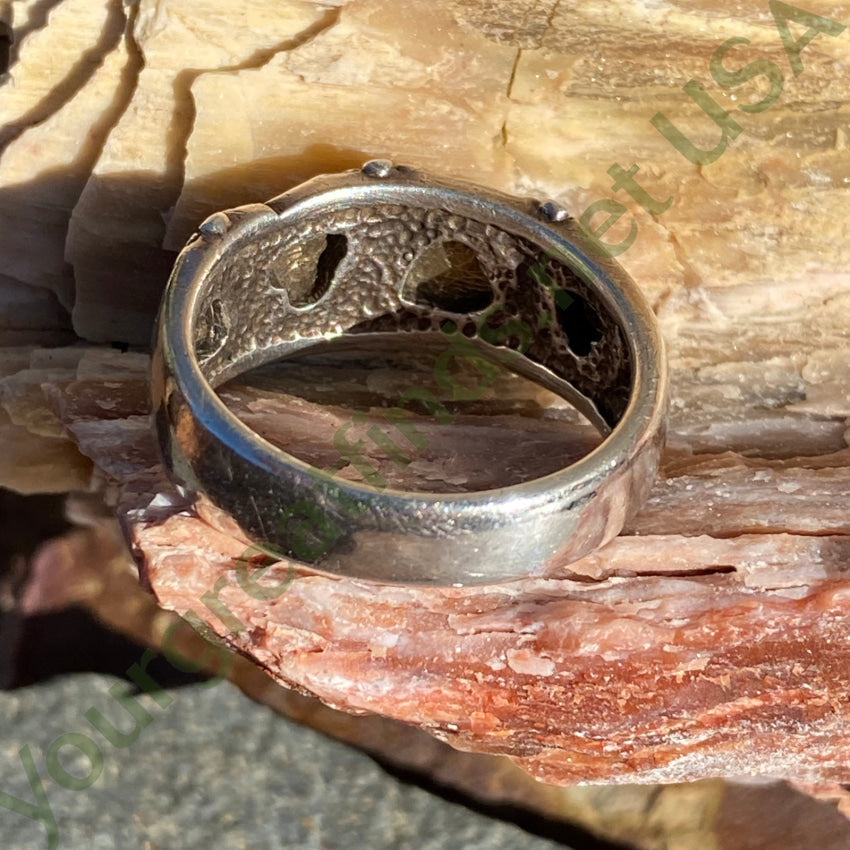 Time Worn Smooth Sterling Silver Tricolored 12K Gold Ring 9