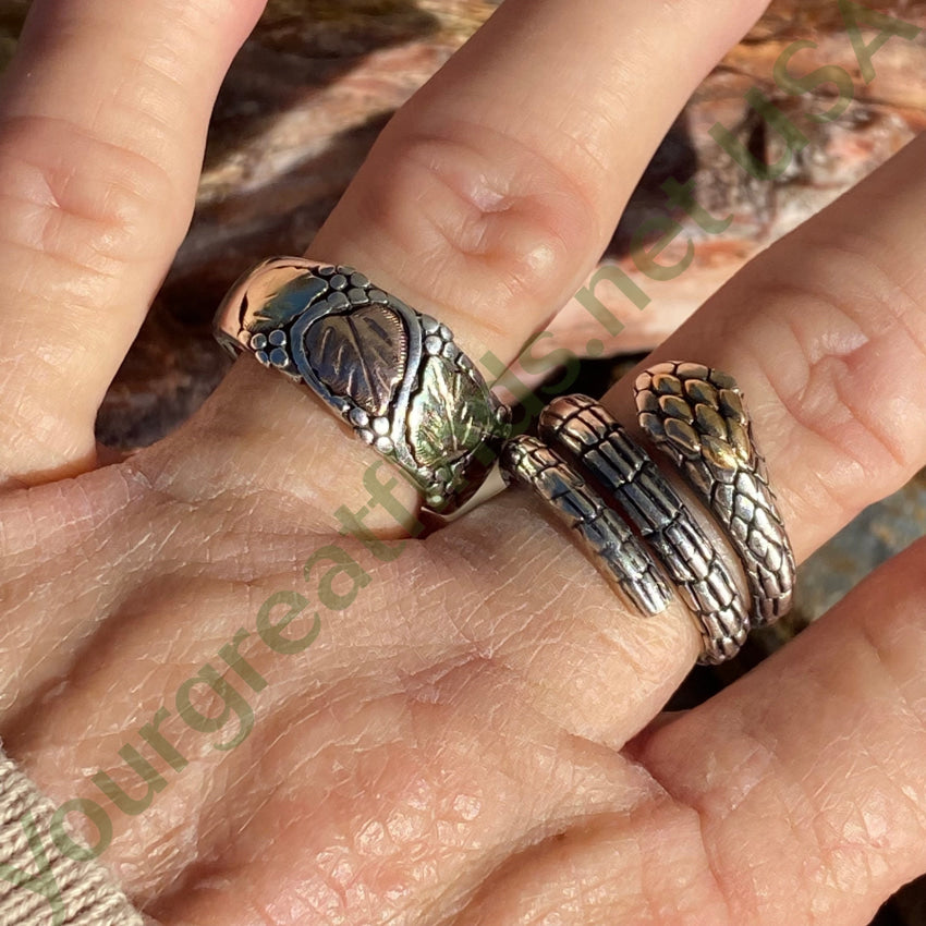 Time Worn Smooth Sterling Silver Tricolored 12K Gold Ring 9