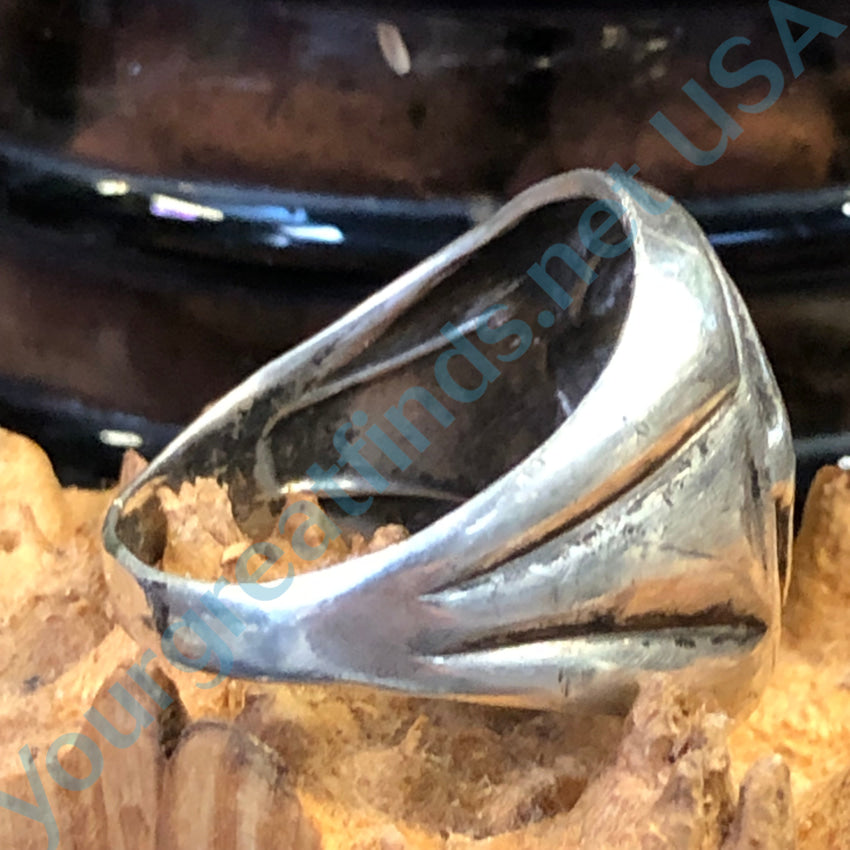 Time Worn Smooth Sterling Silver World War Ii Veteran Ring Size 8 1/4