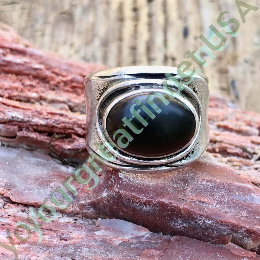 Time Worn Sterling Silver Black Jet Ring Size 7 Yourgreatfinds