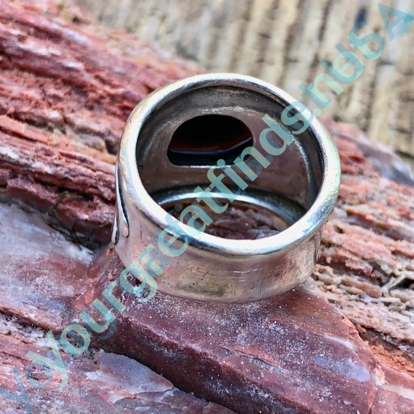 Time Worn Sterling Silver Black Jet Ring Size 7 Yourgreatfinds