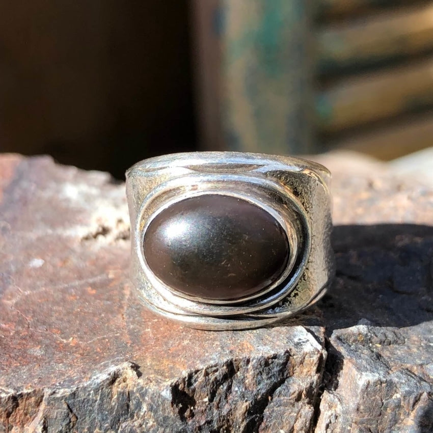 Time Worn Sterling Silver Black Jet Ring Size 7 Yourgreatfinds