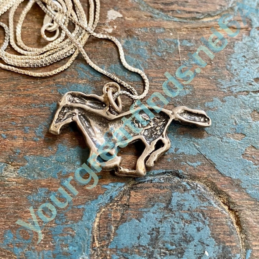 Time Worn Sterling Silver Cantering Horse Necklace Yourgreatfinds