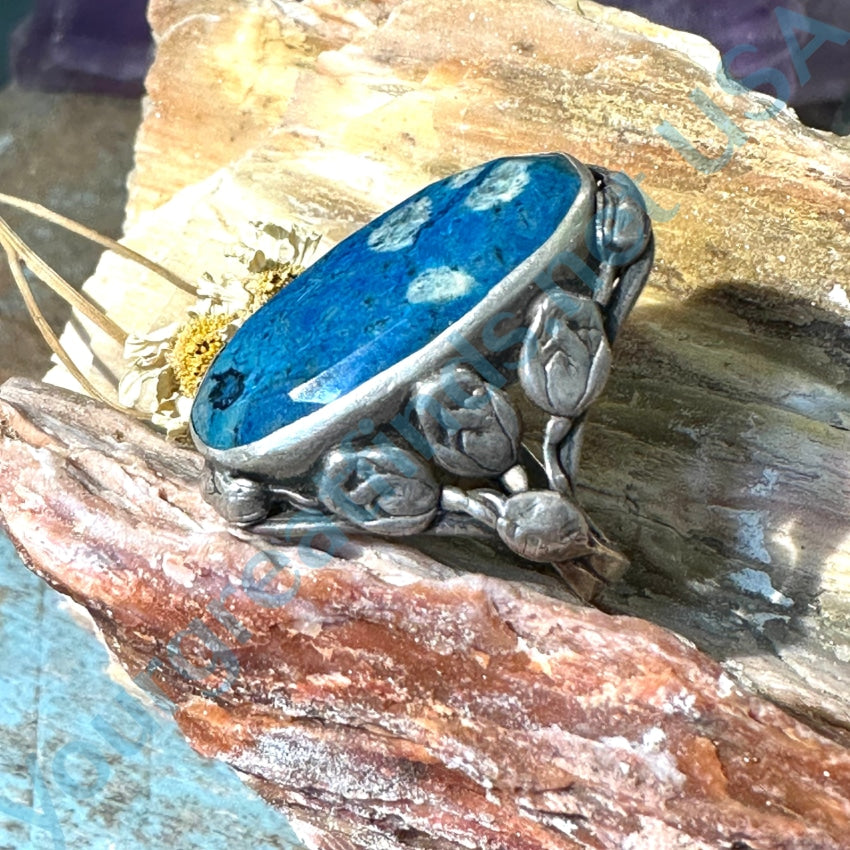 Time Worn Sterling Silver Ring Denim Blue Stone 6.5