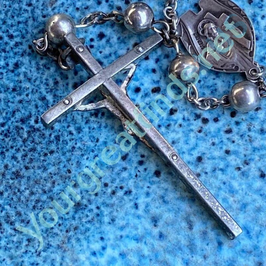 Time Worn Vintage Solid Sterling Silver Rosary Yourgreatfinds