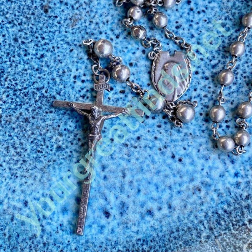 Time Worn Vintage Solid Sterling Silver Rosary Yourgreatfinds