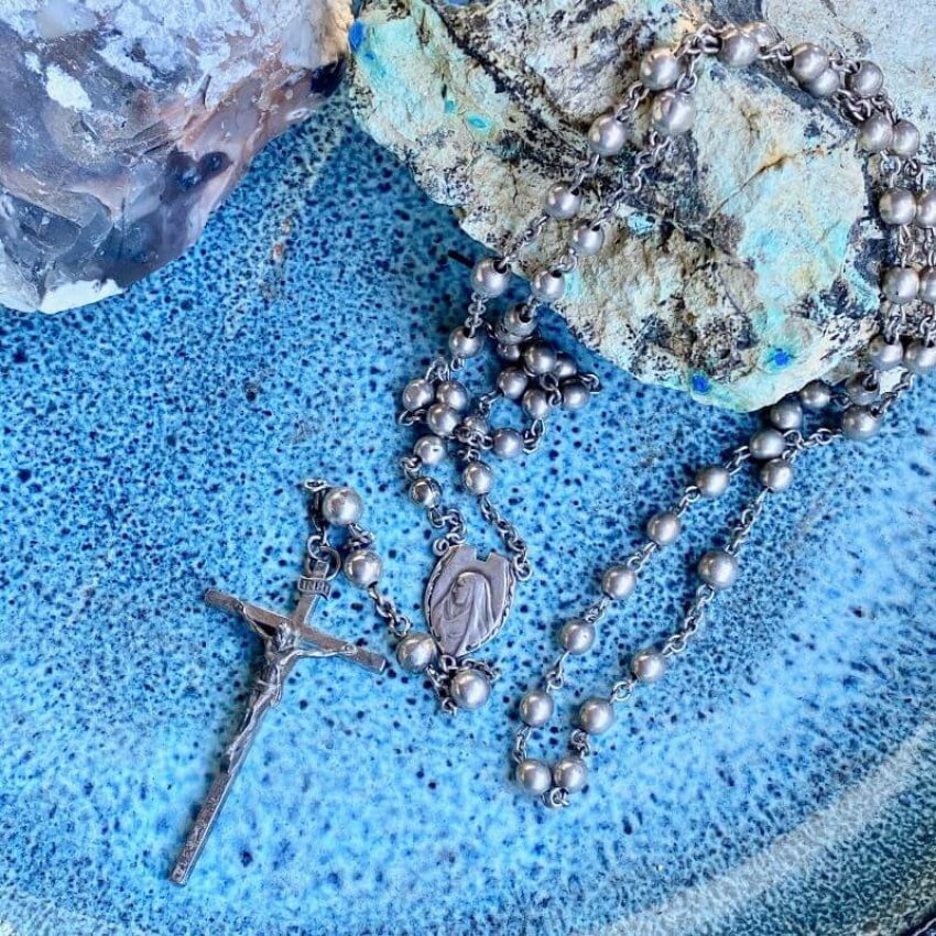 Time Worn Vintage Solid Sterling Silver Rosary Yourgreatfinds