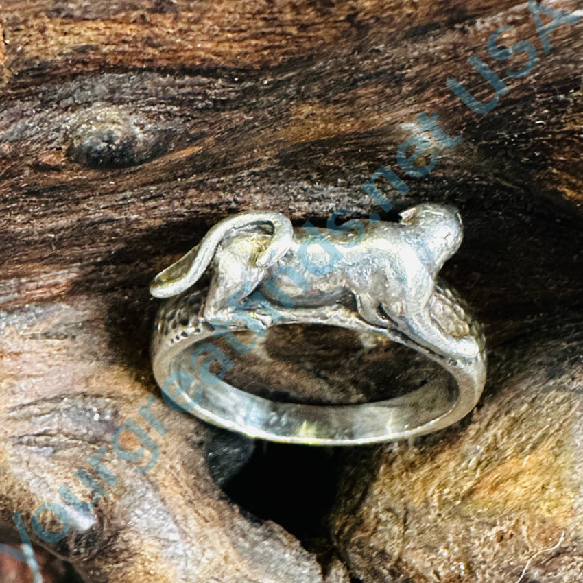 Time Worn Vintage Sterling Silver Big Cat Ring Size 9