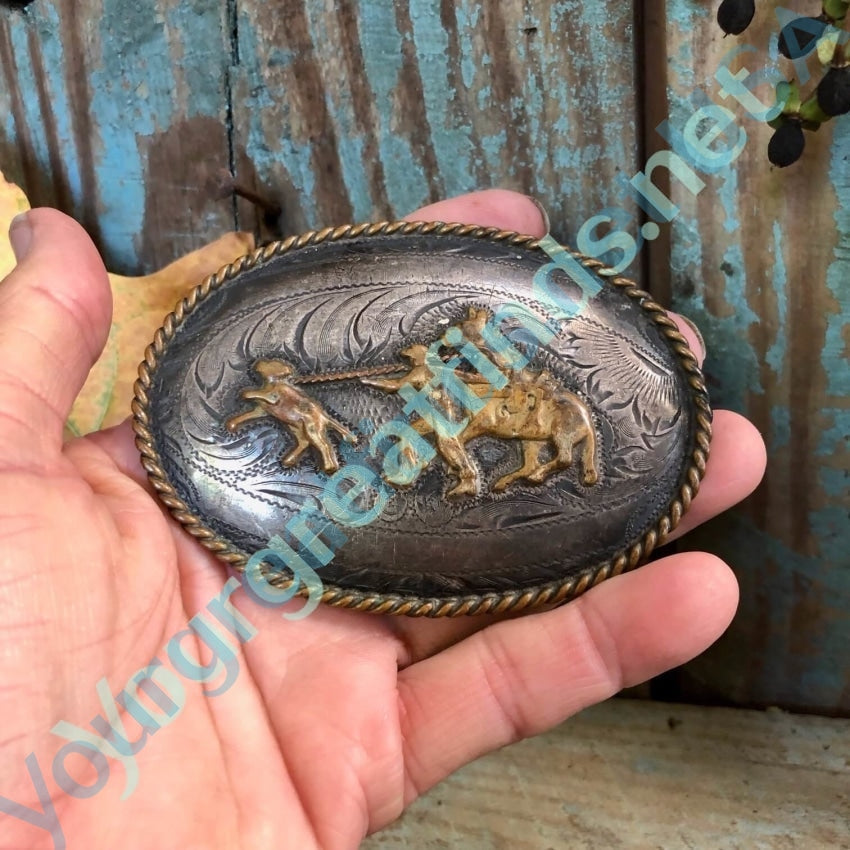 Yourgreatfinds Time Worn Vintage Tex Tan Western Cowboy Belt Buckle