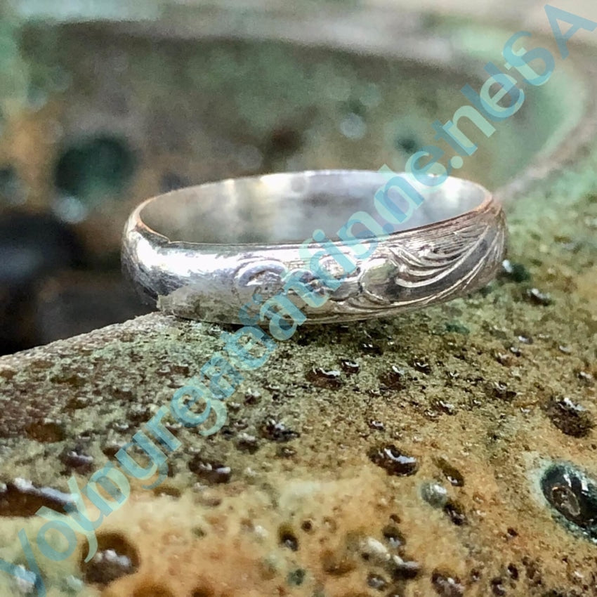 Time Worn Western Etch Decorated Sterling Silver Band Ring 8 Yourgreatfinds