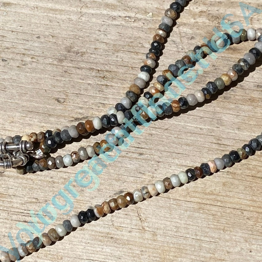 Tiny Faceted Gemstone Beaded Necklace Sterling Silver Yourgreatfinds