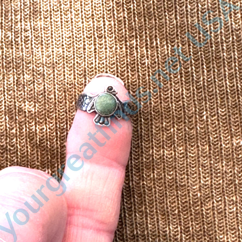 Tiny Navajo Sterling Silver Turquoise Thunderbird Baby Ring 1 Ring