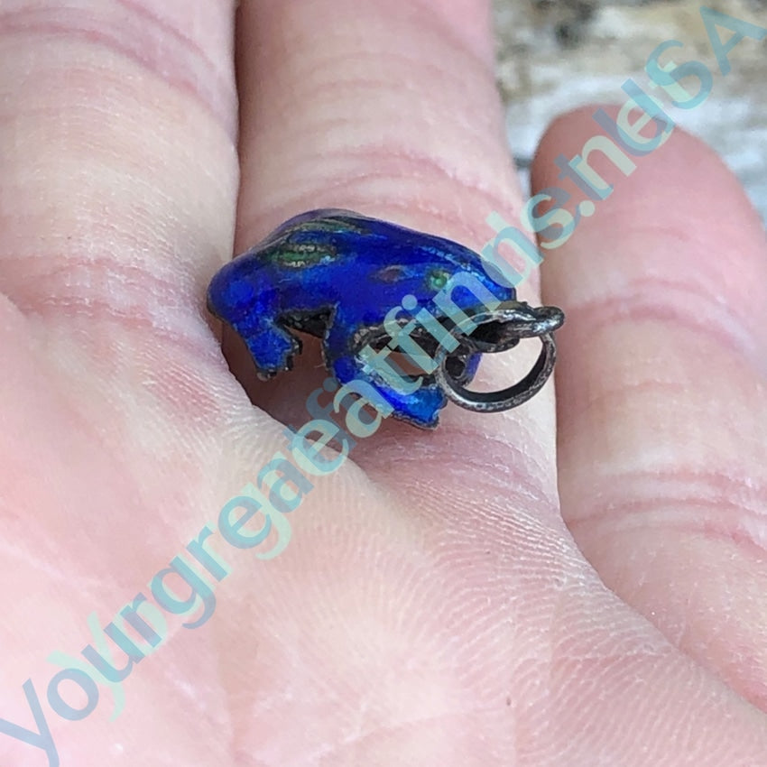 Tiny Sterling Silver and Indigo Blue Frog Pendant Charm Yourgreatfinds