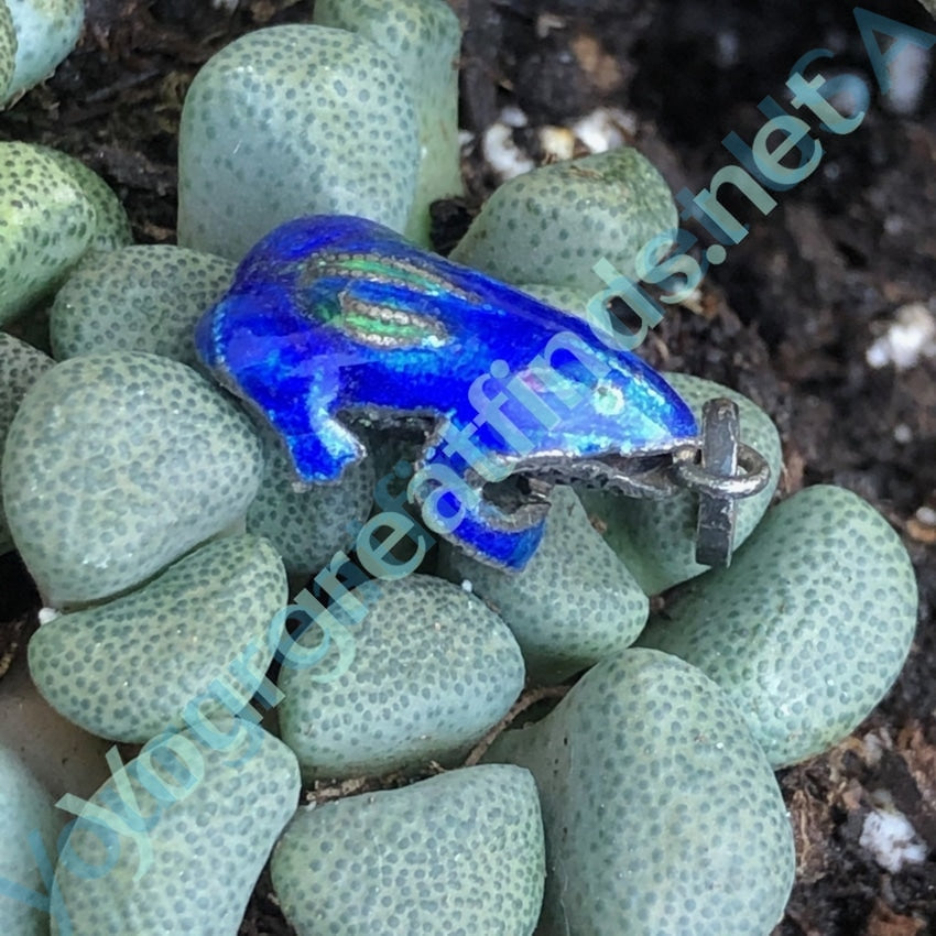 Tiny Sterling Silver and Indigo Blue Frog Pendant Charm Yourgreatfinds