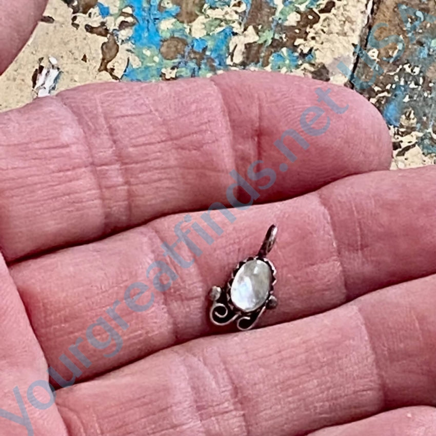 Tiny Sterling Silver Mother-Of-Pearl Pendant Navajo