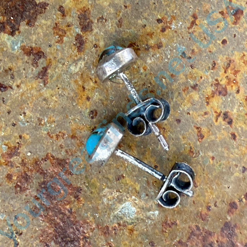 Tiny Sterling Silver & Turquoise Pierced Post Stud Earrings Earrings