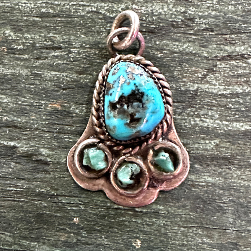 Tiny Vintage Navajo Pendant Charm Turquoise Pendant