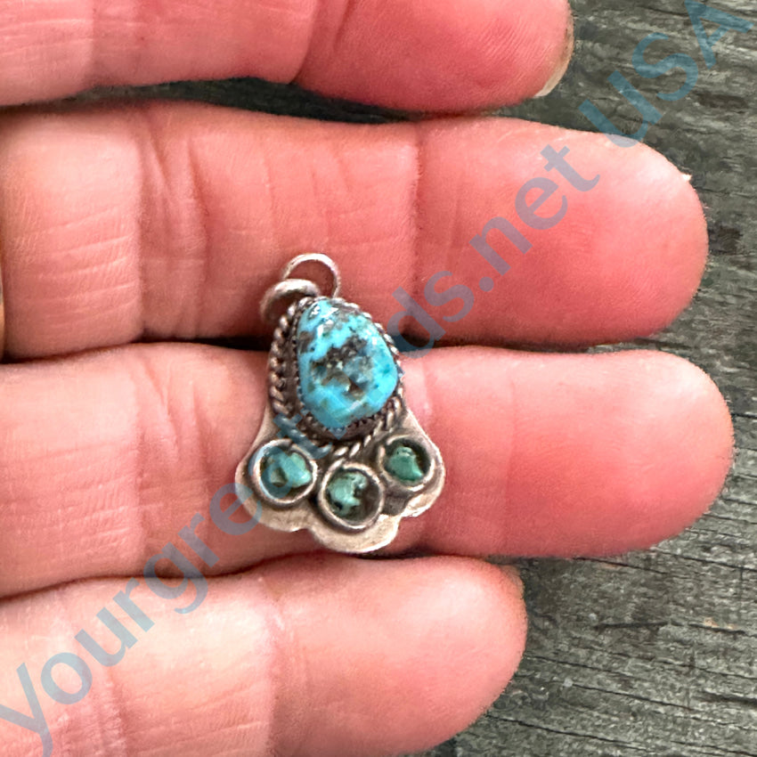 Tiny Vintage Navajo Pendant Charm Turquoise Pendant