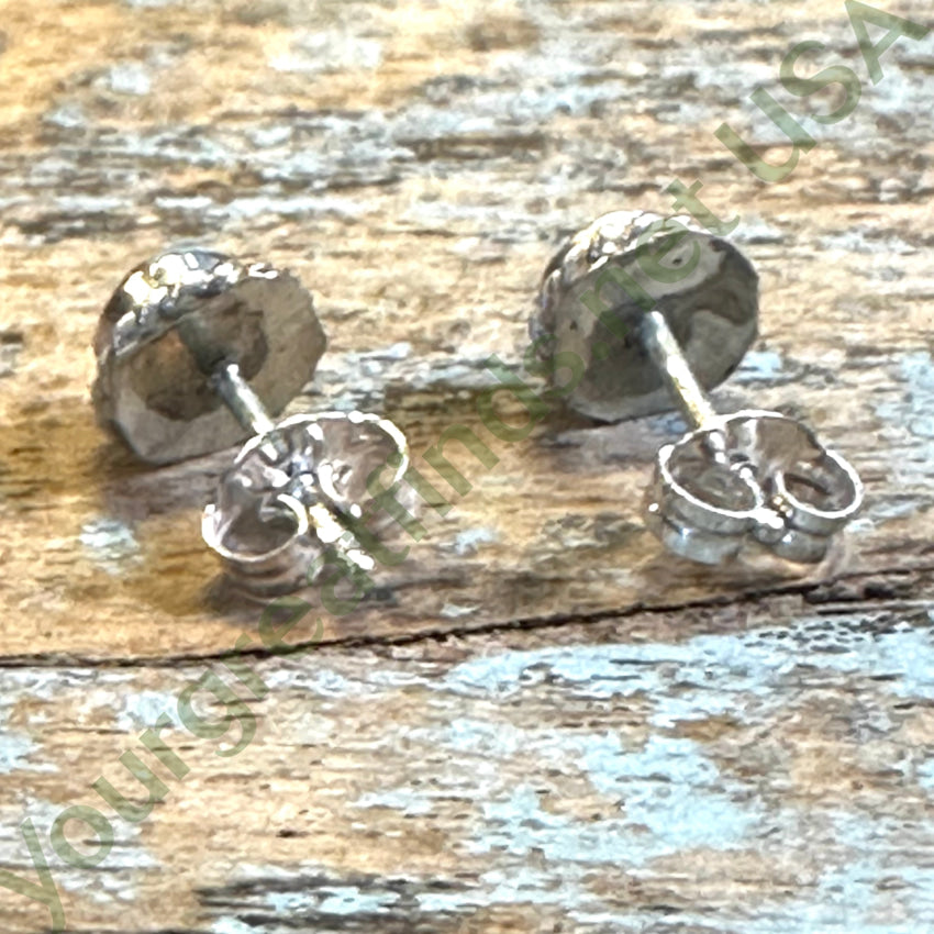 Tiny Zuni Sun God Pierced Stud Earrings Sterling Silver Vintage