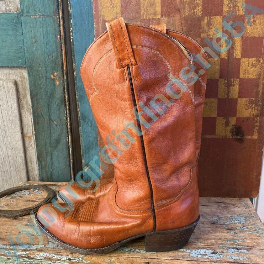 Tony Lama Brown Leather Western Cowboy Boots Vintage Yourgreatfinds