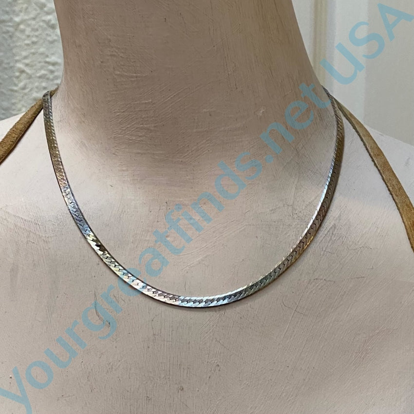 Tri-Colored Sterling Silver Chain 17 1/2 Long