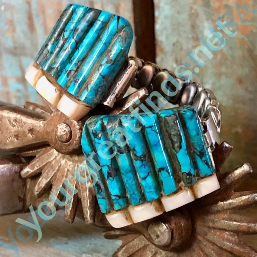 Turquoise Alabaster Watch Band Small Bear Ponca Tribe 925 Yourgreatfinds