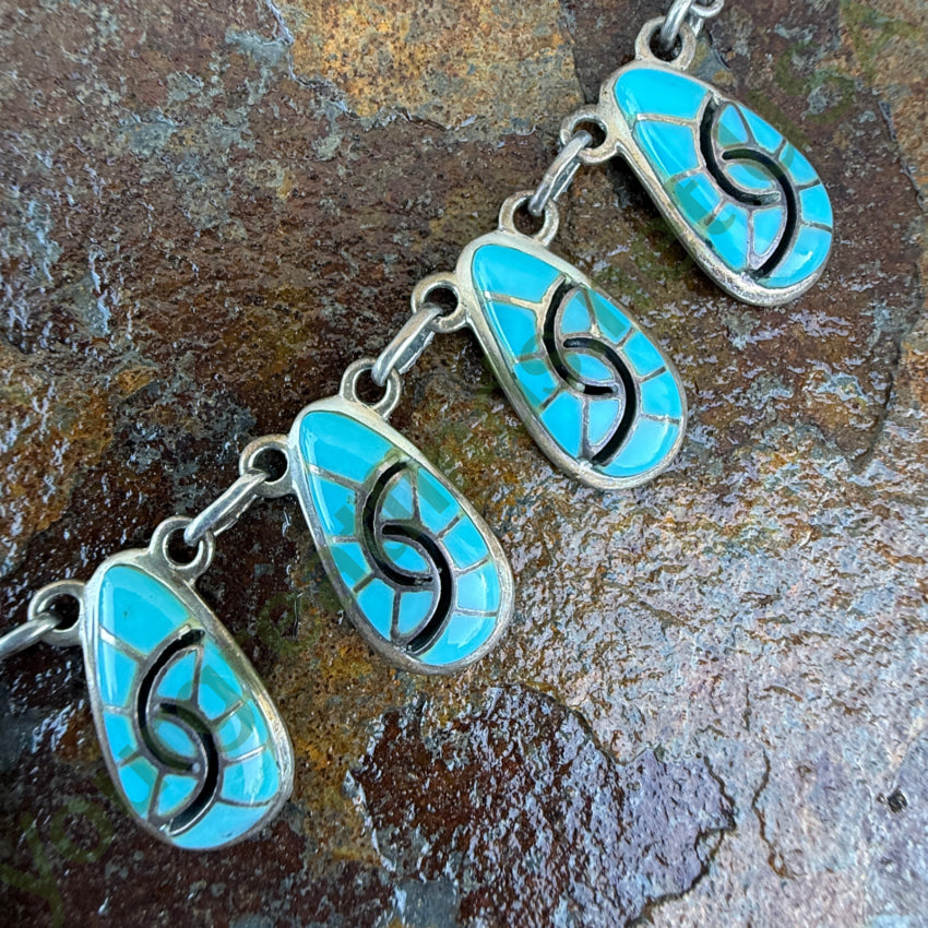 Turquoise Channel Inlay Necklace Sterling Silver Navajo Marcella James necklace
